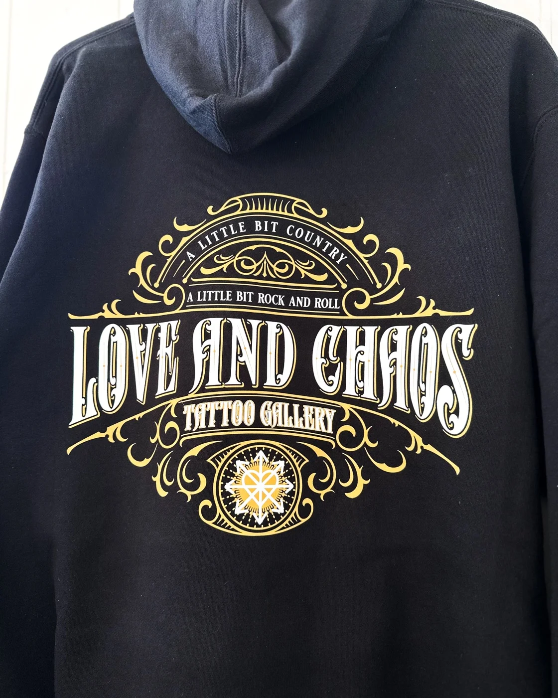 Love and Chaos Tattoo DTF print hoodie