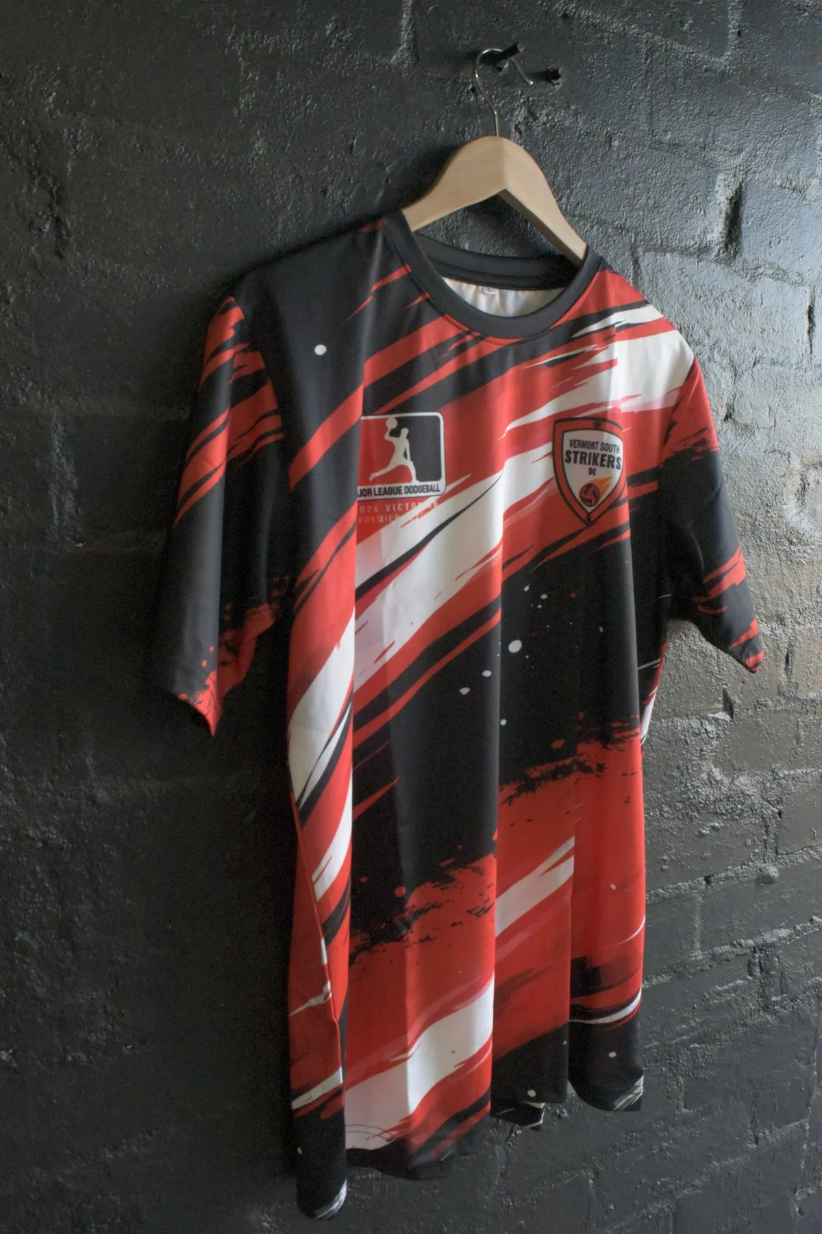 Strikers red and black sublimated soccer jersey