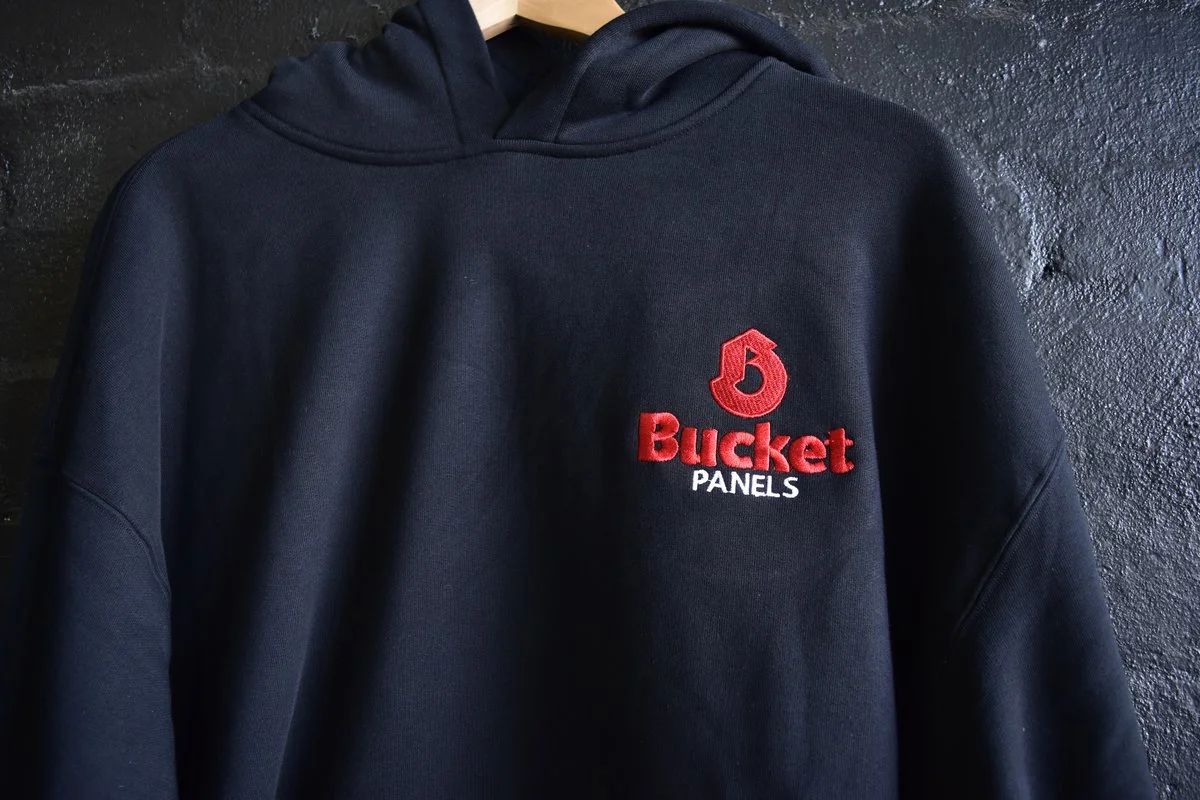 Bucket Panels embroidered trade hoodie with brand logo