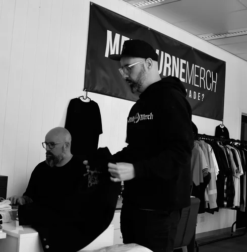 Reece and Joe at the Melbourne Merch workshop in Moorabbin