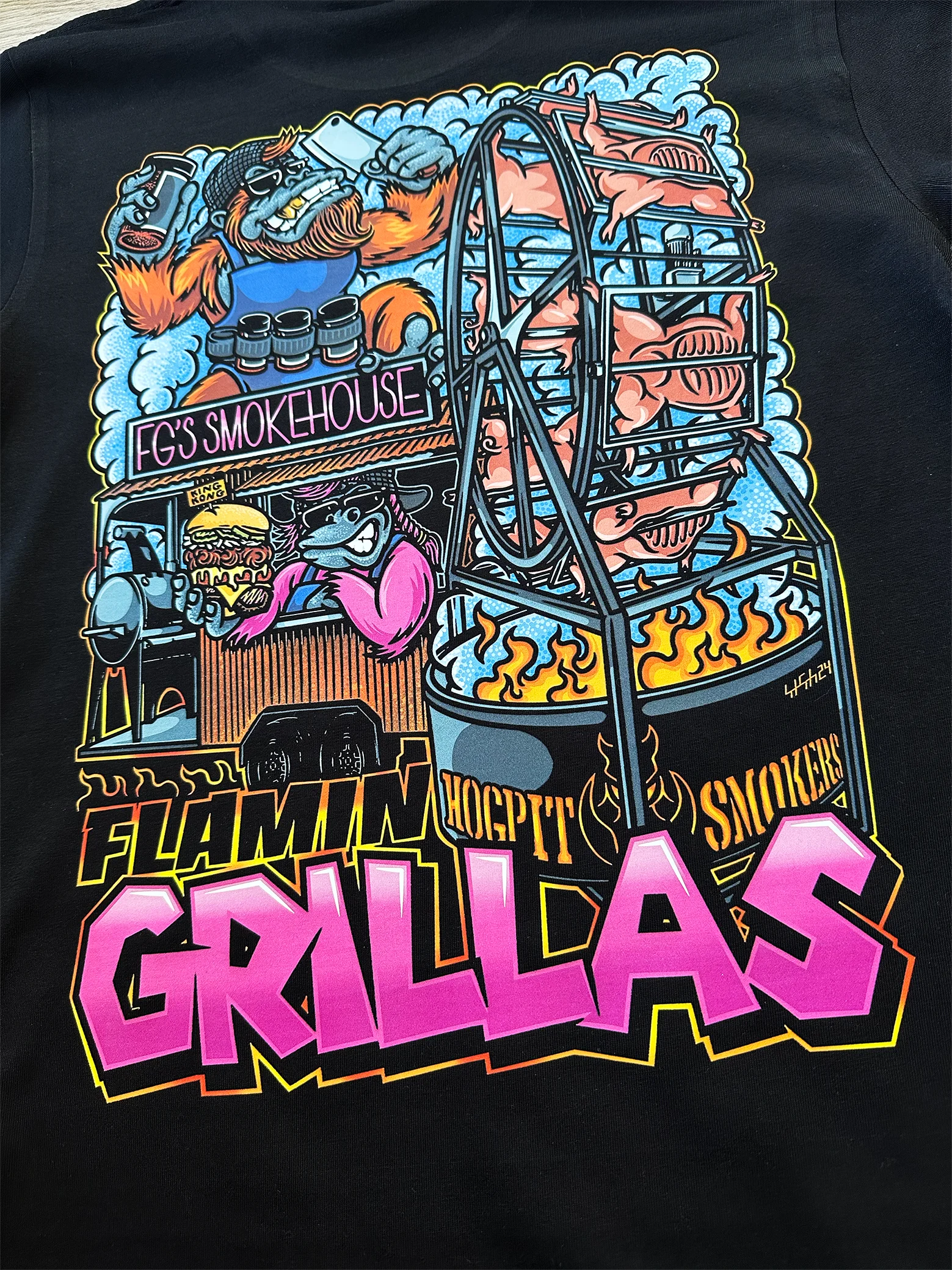 Flamin Grillas full colour back print